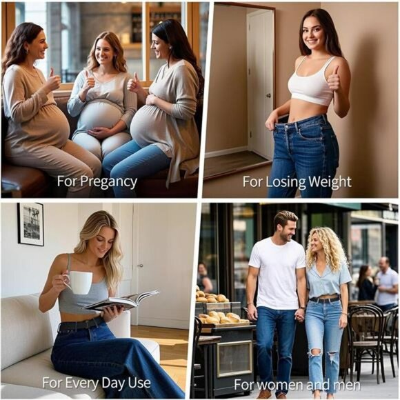 JASGOOD No Show Stretch Belt Women Adjustable Flat Buckle Elastic Waistband - Picture 6 of 7